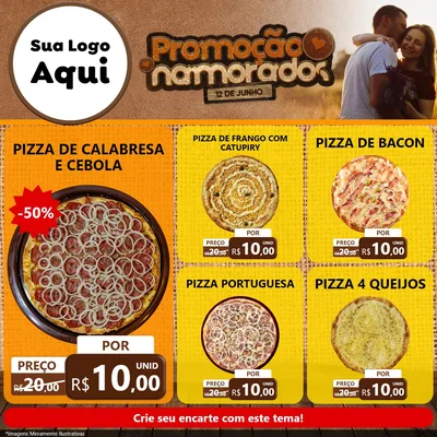 Modelo de Rede Social para Feed Facebook com o tema Promoção Namorados para Pizzaria