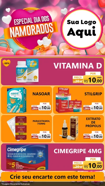 Modelo de TV para TV Vertical com o tema Especial Dia dos Namorados para Farmácia