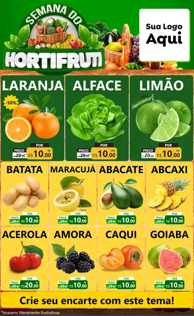 Modelo de Encarte para Encarte Grande com o tema Semana do Hortifruti para Hortifrúti