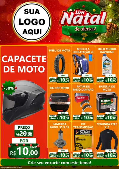 Modelo de Encarte para Encarte A4 Vertical com o tema Um Natal de Ofertas para Moto peças
