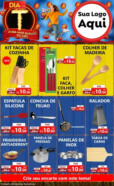 Modelo de Encarte para Encarte Grande com o tema Dia T - O Dia Mais Barato Do Mês para Utilidades Domésticas