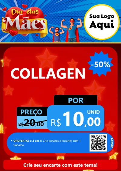 Modelo de Cartaz para Cartaz A4 Vertical com o tema Dia das Mães para Suplementos alimentares