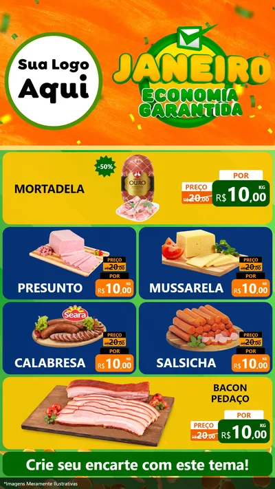 Modelo de TV para TV Vertical com o tema Janeiro - Economia Garantida para Frios e Laticínios