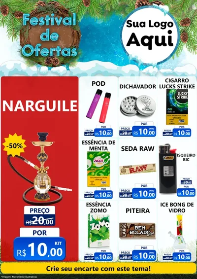 Modelo de Encarte para Encarte A4 Vertical com o tema Festival de Ofertas - Inverno para Tabacaria