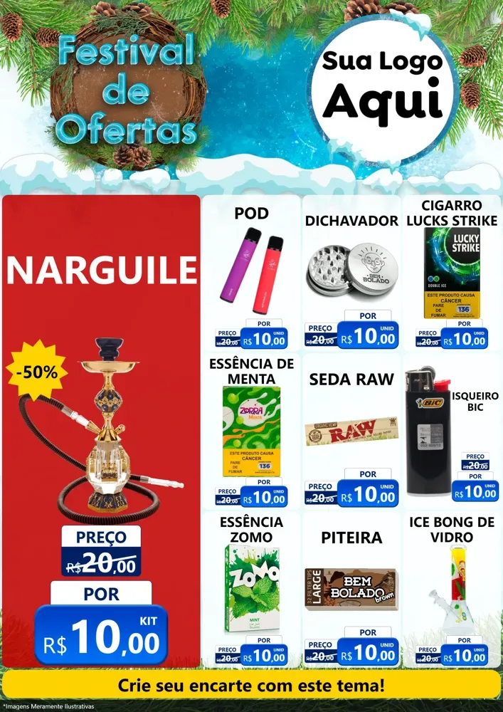 Modelo de Encarte para Encarte A4 Vertical com o tema Festival de Ofertas - Inverno para Tabacaria