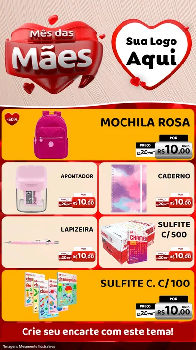 Modelo de TV para TV Vertical com o tema Mês das Mães para Papelaria