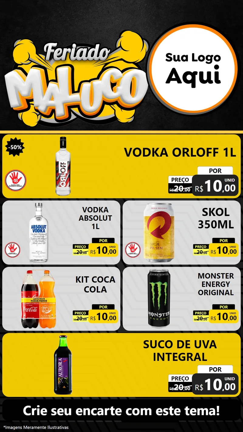 Modelo de TV para TV Vertical com o tema Feriado Maluco para Distribuidora de bebidas