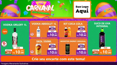 Modelo de TV para TV Horizontal com o tema Pré-Carnaval Com Economia para Distribuidora de bebidas