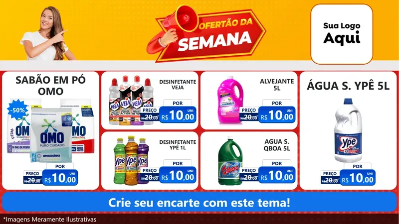 Modelo de TV para TV Horizontal com o tema Ofertão da Semana para Produtos de Limpeza