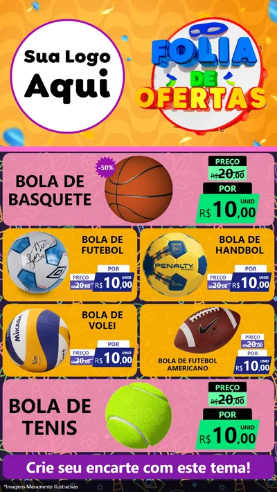 Modelo de TV para TV Vertical com o tema Folia de Ofertas para Artigos Esportivos