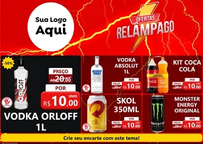 Modelo de Encarte para Encarte A4 Horizontal com o tema Ofertas Relâmpago para Distribuidora de bebidas