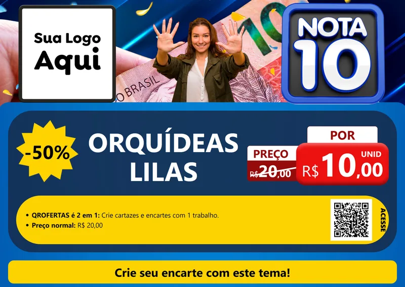 Modelo de Cartaz para Cartaz A4 Horizontal com o tema Nota 10 para Floricultura e jardim