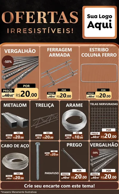 Modelo de Encarte para Encarte Grande com o tema Ofertas Irresistíveis! para Ferragens