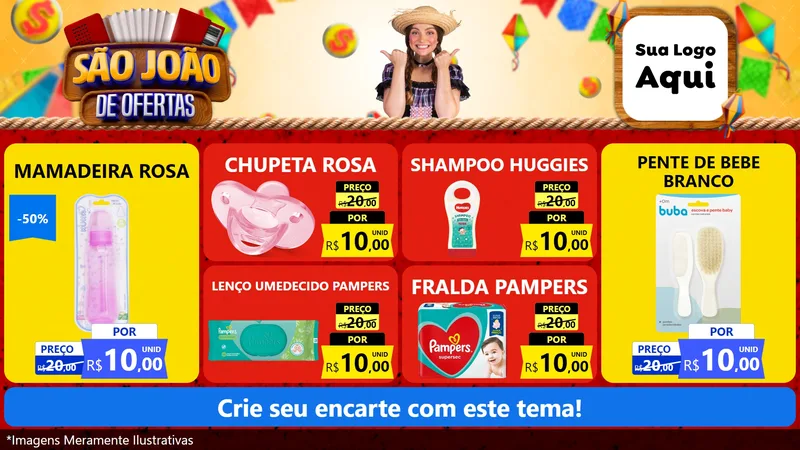 Modelo de TV para TV Horizontal com o tema São João de Ofertas para Bebês