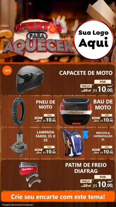 Modelo de TV para TV Vertical com o tema Ofertas Para Aquecer para Moto peças
