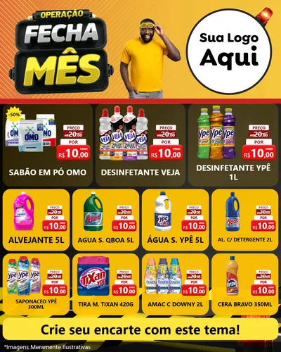 Modelo de Rede Social para Feed Instagram com o tema Operação Fecha Mês para Produtos de Limpeza
