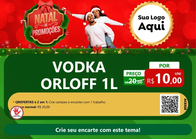 Modelo de Cartaz para Cartaz A4 Horizontal com o tema Natal de Promoções para Distribuidora de bebidas