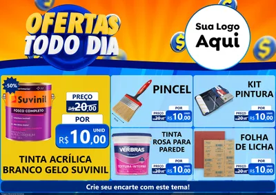 Modelo de Encarte para Encarte A4 Horizontal com o tema Ofertas Todo Dia para Tintas e Ferramentas