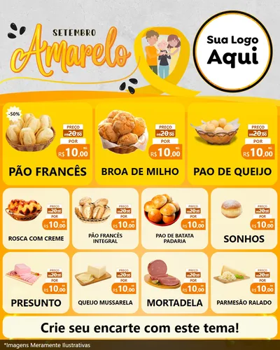 Modelo de Rede Social para Feed Instagram com o tema Setembro Amarelo para Padaria