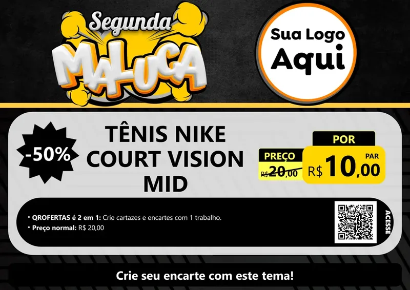 Modelo de Cartaz para Cartaz A4 Horizontal com o tema Segunda Maluca para Calçados