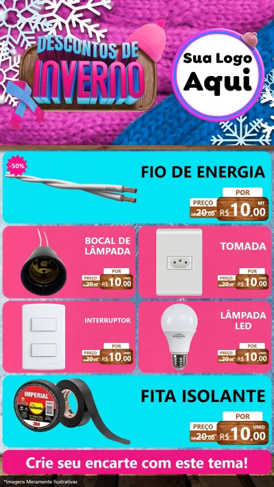 Modelo de TV para TV Vertical com o tema Descontos de Inverno para Materiais Elétricos
