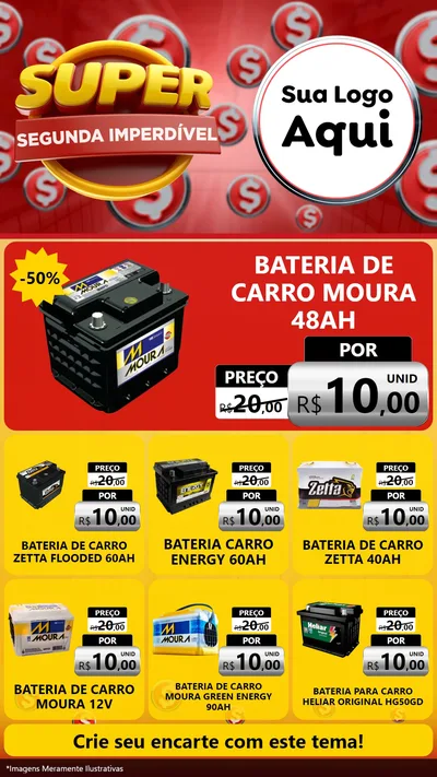 Modelo de Rede Social para Stories com o tema Super Segunda Imperdível para Baterias Elétricas