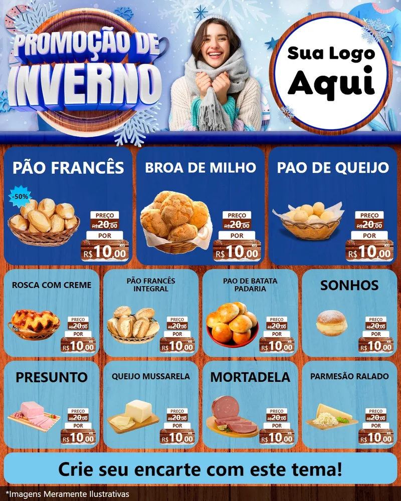 Modelo de Rede Social para Feed Instagram com o tema Promoção de Inverno para Padaria