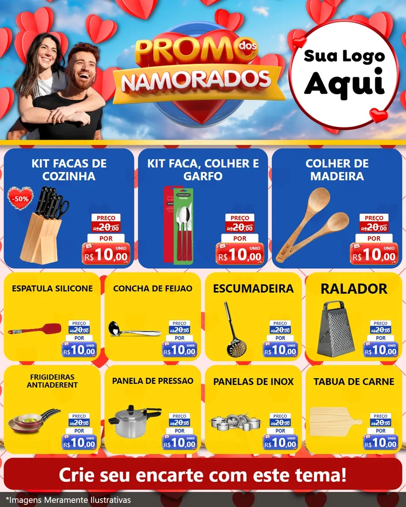 Modelo de Rede Social para Feed Instagram com o tema Promo dos Namorados para Utilidades Domésticas
