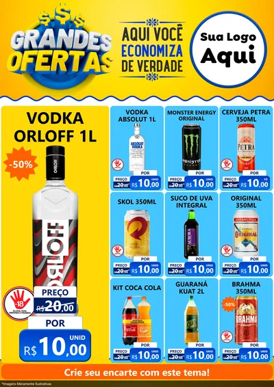 Modelo de Encarte para Encarte A4 Vertical com o tema Grandes Ofertas para Distribuidora de bebidas
