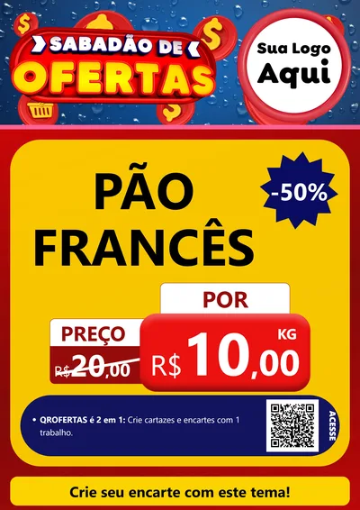 Modelo de Cartaz para Cartaz A4 Vertical com o tema Sabadão de Ofertas para Padaria