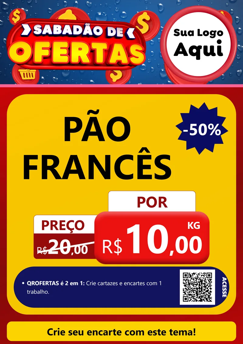 Modelo de Cartaz para Cartaz A4 Vertical com o tema Sabadão de Ofertas para Padaria