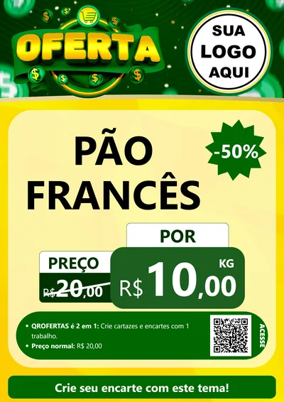 Modelo de Cartaz para Cartaz A4 Vertical com o tema Oferta para Padaria