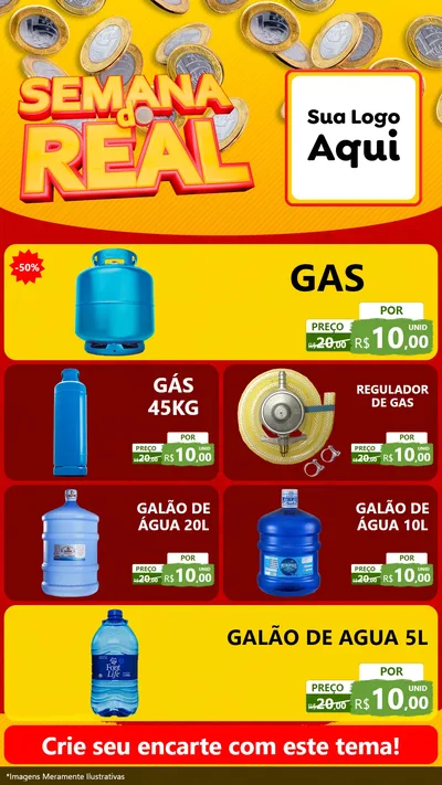 Modelo de TV para TV Vertical com o tema Semana do Real para Água e gás