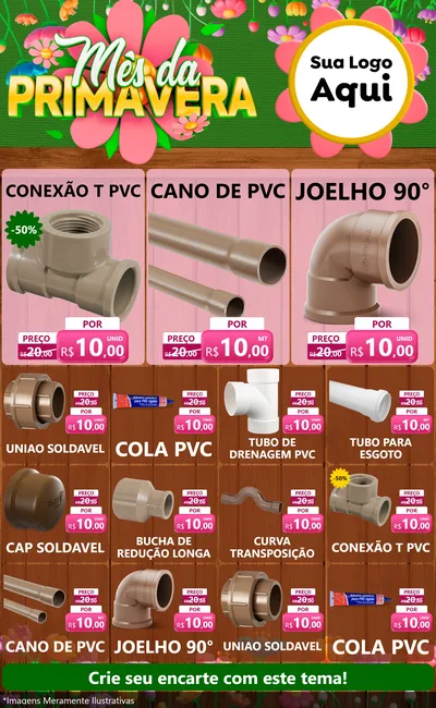 Modelo de Encarte para Encarte Grande com o tema Mês da Primavera para Tubos e conexões