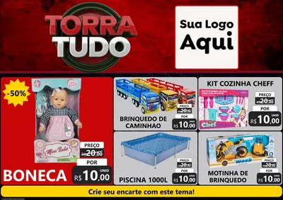 Modelo de Encarte para Encarte A4 Horizontal com o tema Torra Tudo para Brinquedos