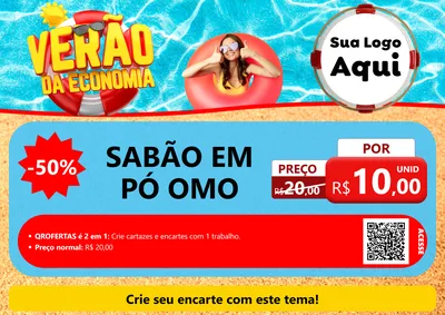 Modelo de Cartaz para Cartaz A4 Horizontal com o tema Verão da Economia para Produtos de Limpeza