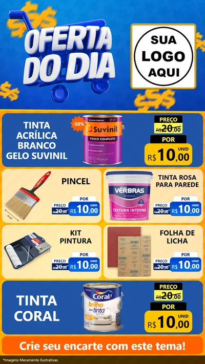 Modelo de TV para TV Vertical com o tema Oferta do Dia para Tintas e Ferramentas