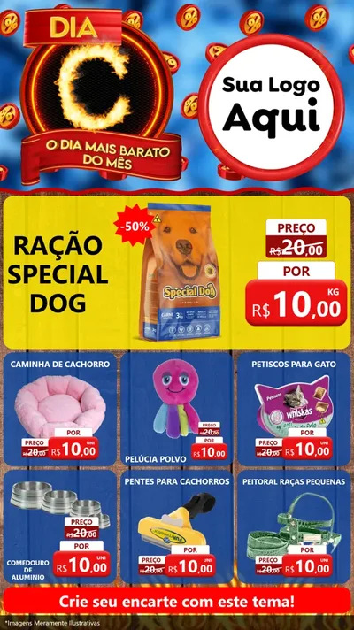Modelo de Rede Social para Stories com o tema Dia C - O Dia Mais Barato Do Mês para Pet Shop