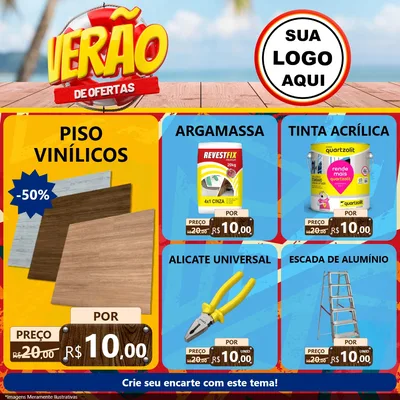 Modelo de Rede Social para Feed Facebook com o tema Verão de Ofertas para Material para Construção