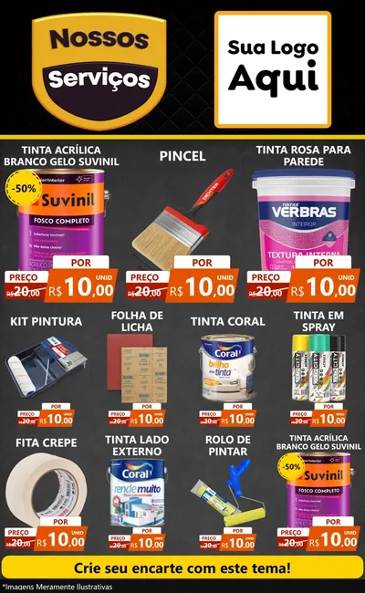Modelo de Encarte para Encarte Grande com o tema Nossos Serviços para Tintas e Ferramentas