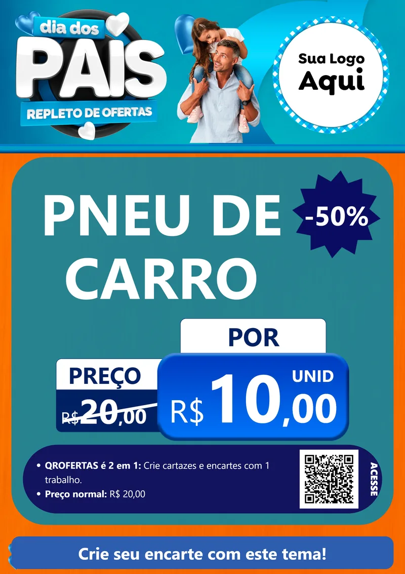 Modelo de Cartaz para Cartaz A4 Vertical com o tema Dia Dos Pais Repleto de Ofertas para Auto peças