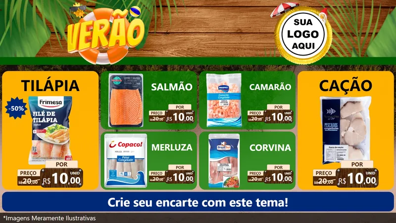 Modelo de TV para TV Horizontal com o tema Verão para Peixaria