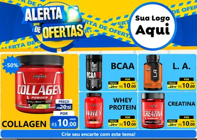 Modelo de Encarte para Encarte A4 Horizontal com o tema Alerta de Ofertas para Suplementos alimentares