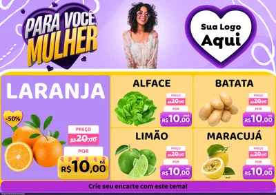 Modelo de Encarte para Encarte A4 Horizontal com o tema Para Você, Mulher para Hortifrúti
