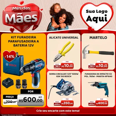 Modelo de Rede Social para Feed Facebook com o tema Mês das Mães para Maquinas e Ferramentas