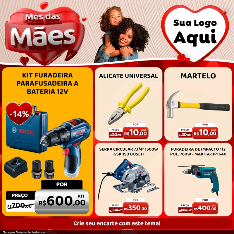 Modelo de Rede Social para Feed Facebook com o tema Mês das Mães para Maquinas e Ferramentas