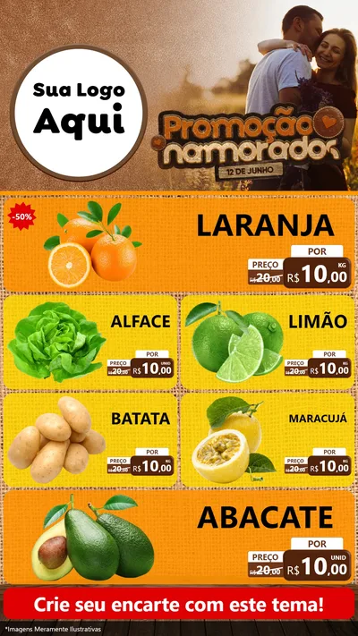 Modelo de TV para TV Vertical com o tema Promoção Namorados para Hortifrúti