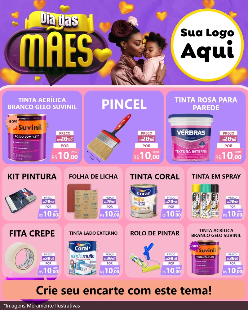 Modelo de Rede Social para Feed Instagram com o tema Dia das Mães para Tintas e Ferramentas