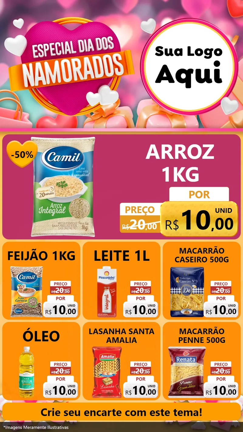 Modelo de Rede Social para Stories com o tema Especial Dia dos Namorados para Supermercado