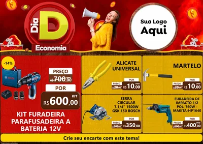 Modelo de Encarte para Encarte A4 Horizontal com o tema Dia D Economia para Maquinas e Ferramentas